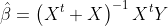 \hat\beta=\left(X^t X\right)^{-1}X^tY