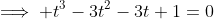 \implies t^3-3t^2-3t+1=0