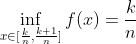 \inf_{x\in[\frac{k}{n},\frac{k+1}{n}]}f(x)=\frac{k}{n}