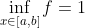 \inf_{x\in[a,b]}f=1