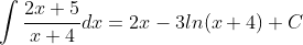 \int\frac{2x+5}{x+4}dx=2x-3ln(x+4)+C