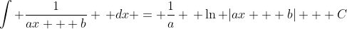 \int \frac{1}{ax + b} \, dx = \frac{1}{a} \, \ln |ax + b| + C
