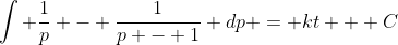 \int \frac{1}{p} - \frac{1}{p - 1} dp = kt + C