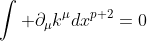 \int \partial_{\mu}k^{\mu}dx^{p+2}=0