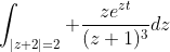 \int_{|z+2|=2} \frac{ze^{zt}}{(z+1)^3}dz