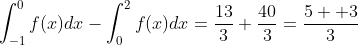 \int_{-1}^{0}f(x)dx-\int_0^{2}f(x)dx=\frac{13}{3}+\frac{40}{3}=\frac{5  3}{3}