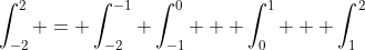\int_{-2}^2 = \int_{-2}^{-1}+\int_{-1}^0 + \int_0^1 + \int_1^2