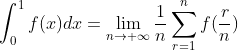 \int_{0}^{1}f(x)dx=\lim_{n\to \infty}\frac{1}{n}\sum_{r=1}^nf(\frac{r}{n})