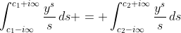 \int_{c_1-i\infty}^{c_1+i\infty}\frac{y^s}s\,ds = \int_{c_2-i\infty}^{c_2+i\infty}\frac{y^s}s\,ds