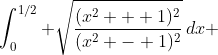 \int_0^{1/2} \sqrt{\frac{(x^2 + 1)^2}{(x^2 - 1)^2}}\,dx ~=~ -\int_0^{1/2} \left( 1 + \frac{1}{x - 1} - \frac{1}{x + 1} \right) dx