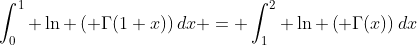 \int_0^1 \ln \left( \Gamma(1+x)\right)dx = \int_1^2 \ln \left( \Gamma(x)\right)dx