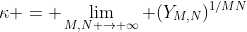 \kappa = \lim_{M,N \rightarrow \infty} (Y_{M,N})^{1/MN}