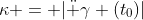 \kappa = |\ddot \gamma (t_0)|