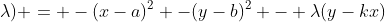 L(x,y;\lambda) = -(x-a)^2 -(y-b)^2 - \lambda(y-kx)