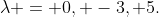 \lambda = 0, -3, 5.