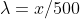 \lambda=x/500