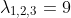 \lambda_{1,2,3}=9