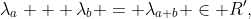 \lambda_a + \lambda_b = \lambda_{a+b} \in R',