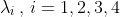 \lambda_i\,,\,i=1,2,3,4