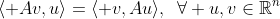 \langle Av,u\rangle=\langle v,Au\rangle,\,\,\,\forall u,v\in\mathbb{R}^n
