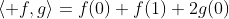 \langle f,g\rangle=f(0)+f(1)+2g(0)