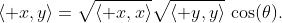 \langle x,y\rangle=\sqrt{\langle x,x\rangle}\sqrt{\langle y,y\rangle}\,\cos(\theta).