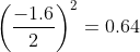 \left(\frac{-1.6}{2}\right)^2=0.64