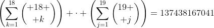 \left(\sum\limits_{k=1}^{18}{ 18 \choose k}\right) \cdot \left(\sum\limits_{j=1}^{19}{19 \choose j}\right)=137438167041