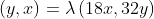 \left(y,x\right)=\lambda\left(18x,32y\right)