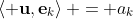 \left< \bold{u},\bold{e}_k\right> = a_k