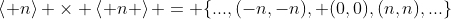 \left< n\right> \times \left< n \right> = \{...,(-n,-n), (0,0),(n,n),...\}