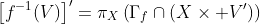 \left[f^{-1}(V)\right]'=\pi_X\left(\Gamma_f\cap\left(X\times V'\right)\right)