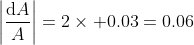 \left|\frac{\mathrm{d}A}{A}\right|=2\times 0.03=0.06