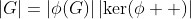 \left|G\right|=\left|\phi(G)\right|\left|\ker(\phi  )\right|