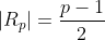 \left|R_p\right|=\frac{p-1}2