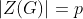 \left|Z(G)\right|=p
