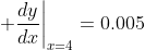 \left. \frac{dy}{dx}\right|_{x=4}=0.005