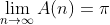 \lim\limits_{n\to\infty}A(n)=\pi