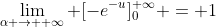 \lim_{\alpha \to +\infty} [-e^{-u}]_0^{+\infty} = 1