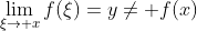 \lim_{\xi\to x}f(\xi)=y\ne f(x)