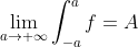 \lim_{a\to \infty}\int^a_{-a}f=A