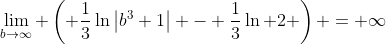 \lim_{b\to\infty} \left( \frac{1}{3}\ln\left|b^3+1\right| - \frac{1}{3}\ln 2 \right) = \infty