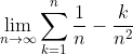 \lim_{n\to\infty}\sum^n_{k=1}\frac{1}{n}-\frac{k}{n^2}