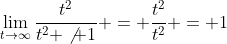 \lim_{t\to\infty}\frac{t^2}{t^2+\not 1} = \frac{t^2}{t^2} = 1