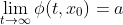 \lim_{t\to\infty}\phi(t,x_0)=a