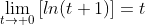 \lim_{t\to 0}\left[ln(t+1)\right]=t