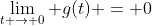 \lim_{t \to 0} g(t) = 0