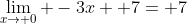 \lim_{x\rightarrow 0} -3x+ 7= 7