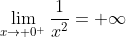 \lim_{x\to 0^+}\frac{1}{x^2}=+\infty