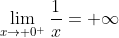 \lim_{x\to 0^+}\frac{1}{x}=+\infty